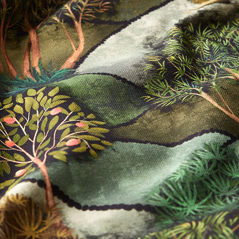 Tkanina dekoracyjna half panama z nadrukiem cyfrowym Krajobraz – zieleń,  image number 2