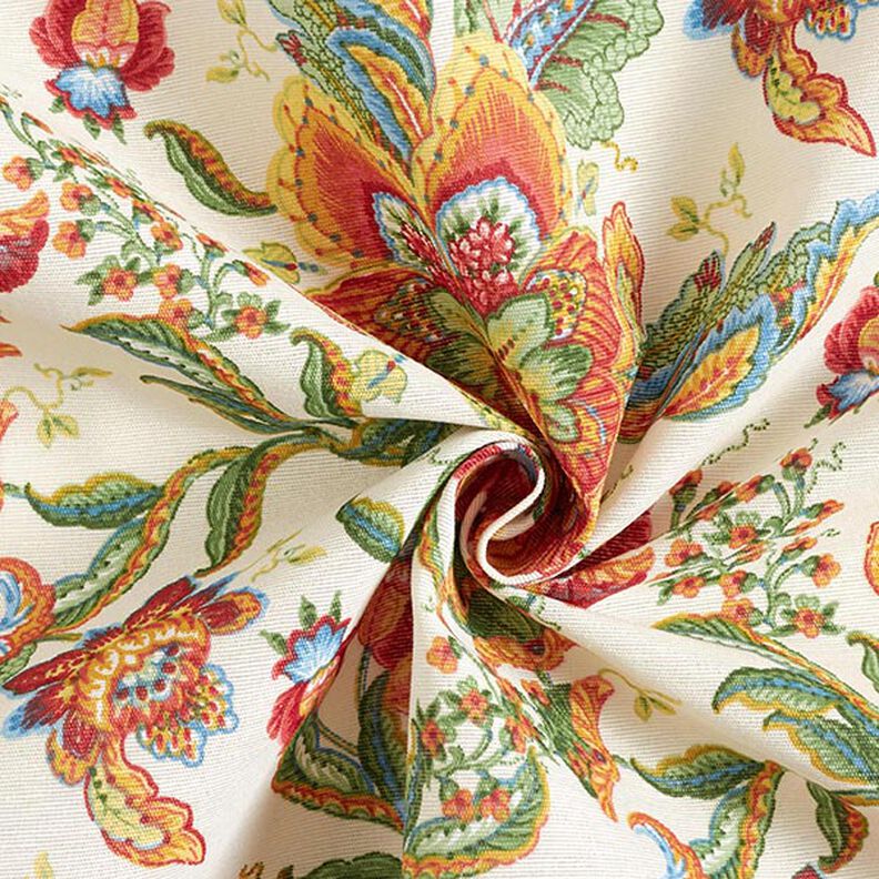 Tkanina dekoracyjna płótno orientalne ornamenty kwiatowe 280 cm – naturalny/zieleń,  image number 3