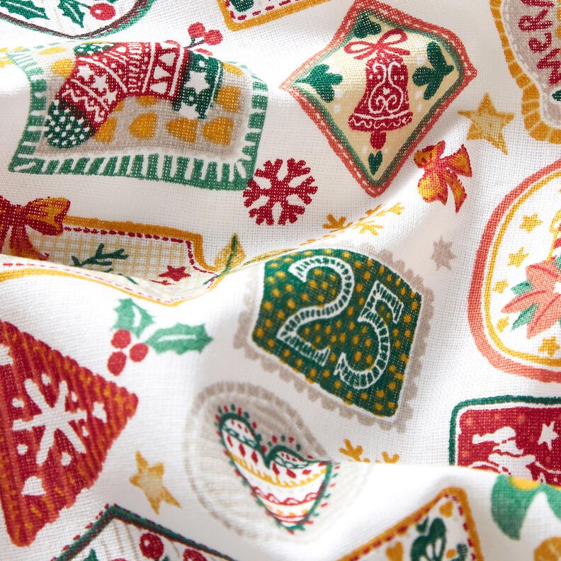 Tkanina bawełniana Popelina świąteczne obrazki – biel/czerwień karminowa,  image number 2