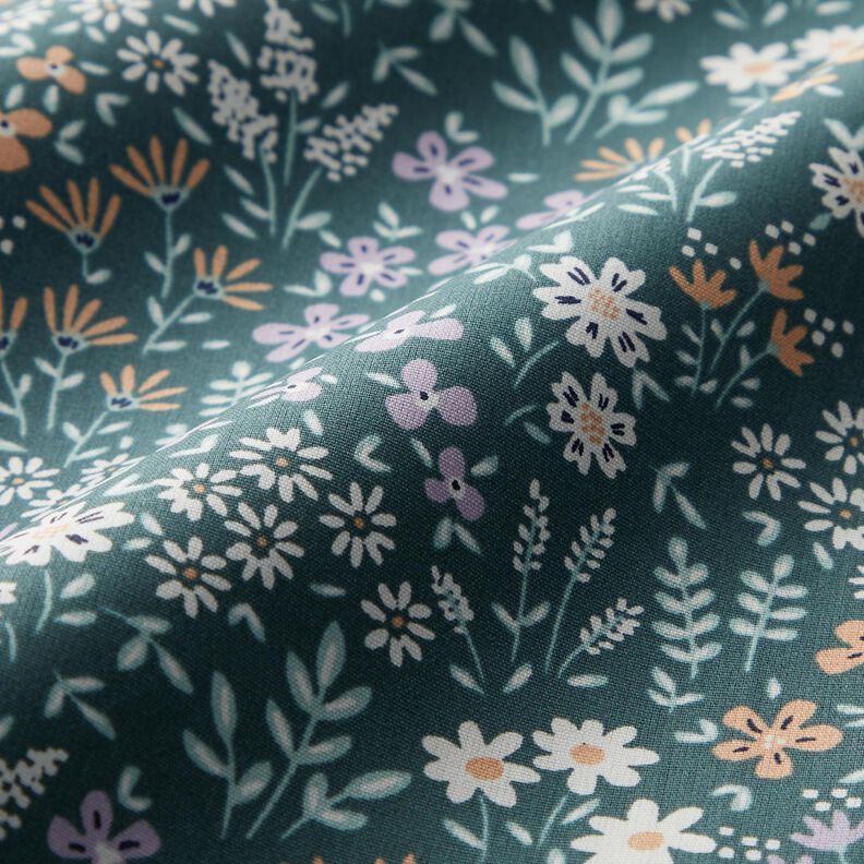 Bawełna powlekana kolorowa łąka kwietna – świerk srebrny/liliowy,  image number 3