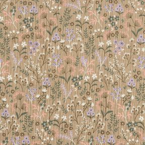 GOTS Muślin / Tkanina double crinkle wiosenna łąka kwiatowa | Poppy Fabrics – ciemny beż, 