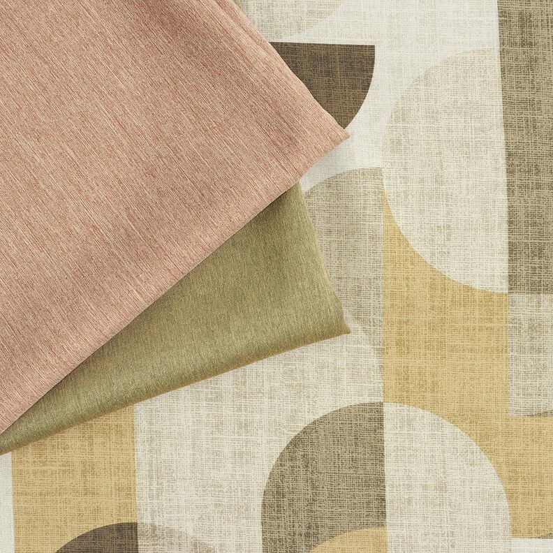 Tkanina zaciemniająca abstrakcyjne łuki – khaki/jasny kreci, image number 5