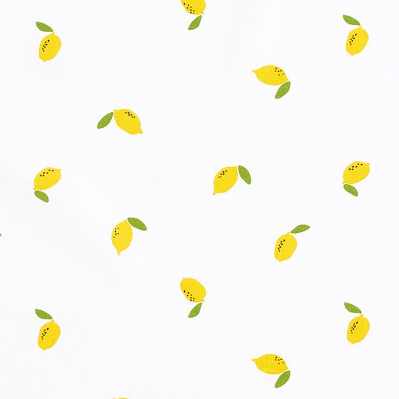Popelina bawełniana cytryny – biel,  image number 1