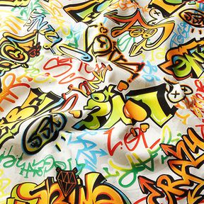 Tkanin dekoracyjna Half panama graffiti – srebrnoszary, 