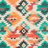Tkanin dekoracyjna Half panama abstrakcyjny nadruk etno  – jasnobeżowy/szmaragdowy,  thumbnail number 1