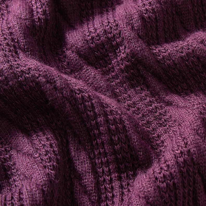 Dzianina Cloqué wzór warkoczowy – merlot,  image number 2