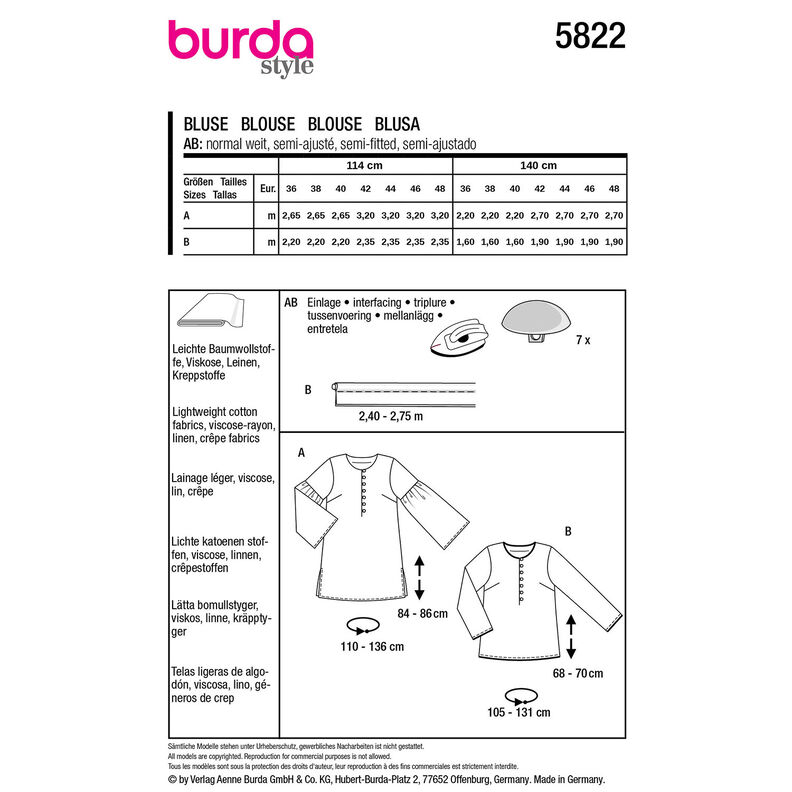 Bluza | Burda 5822 | 36-48,  image number 9