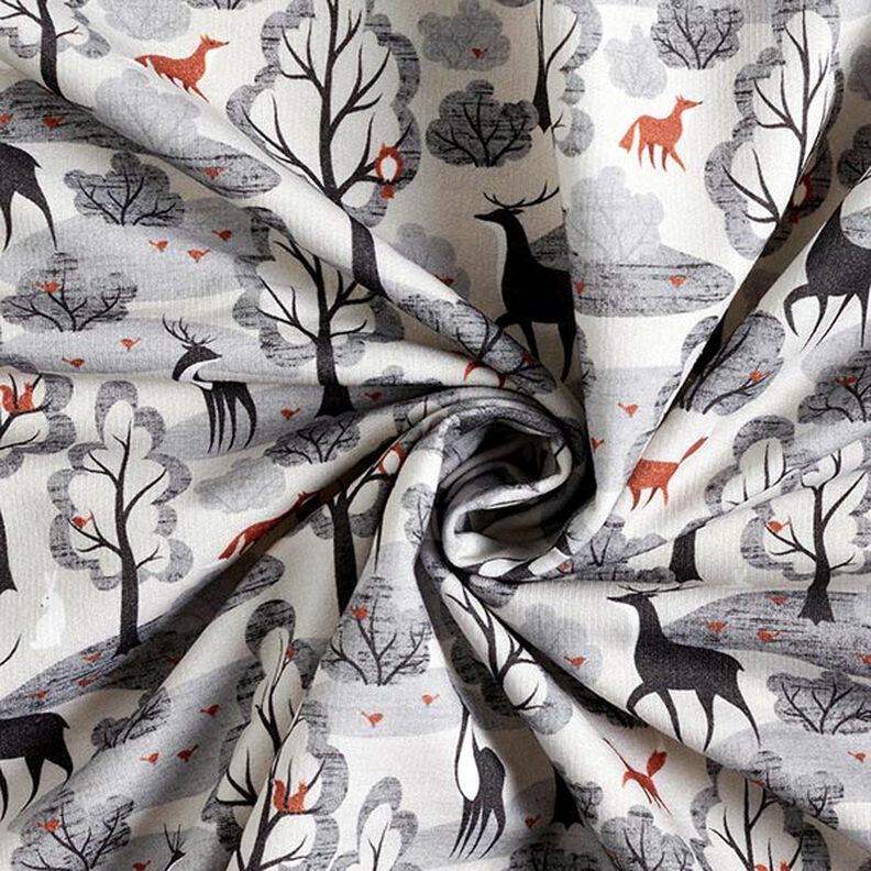 Dzianina dresowa drapana abstrakcyjne zwierzęta leśne nadruk cyfrowy – mglisty szary,  image number 4