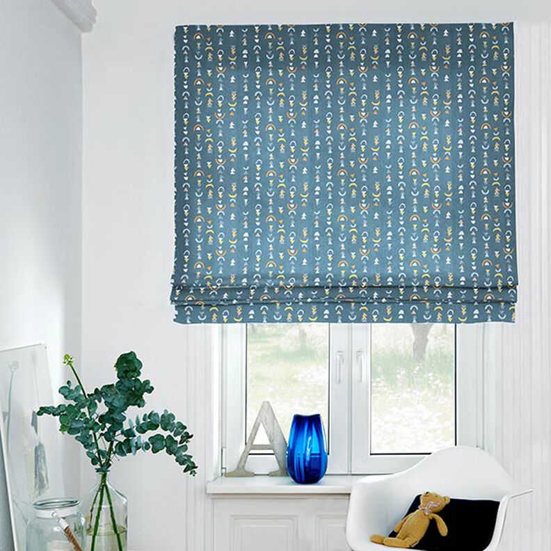 Tkanina bawełniana Kreton abstrakcyjne kształty – szary błękit,  image number 7