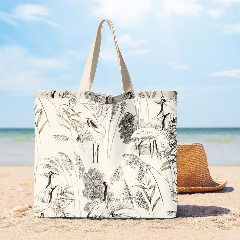 Tkanin dekoracyjna Half panama żurawie &ndash; naturalny/czerń,  image number 7