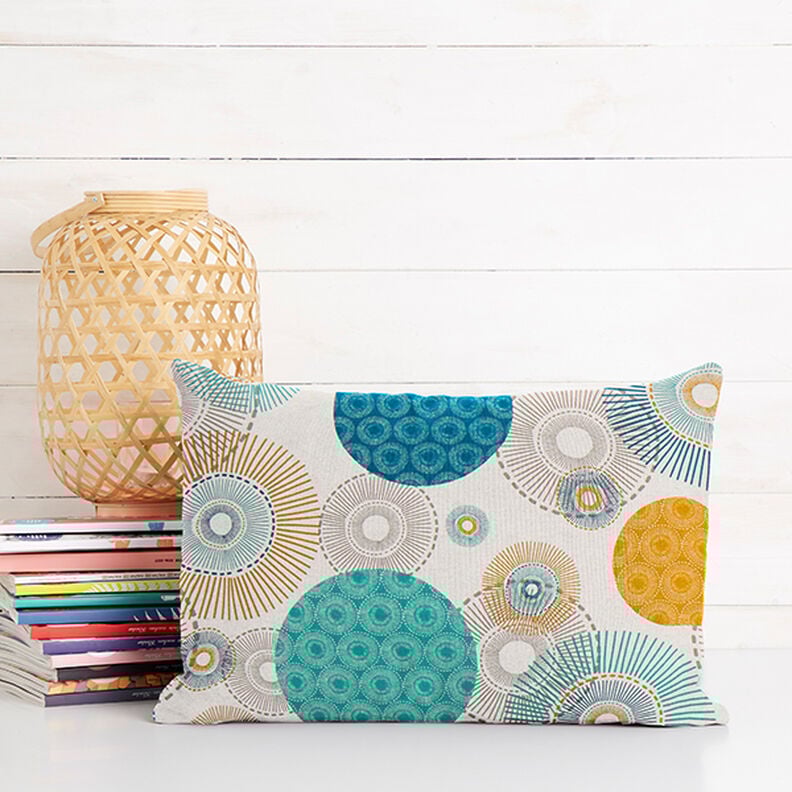 Tkanina dekoracyjna half panama Koła – błękit,  image number 5