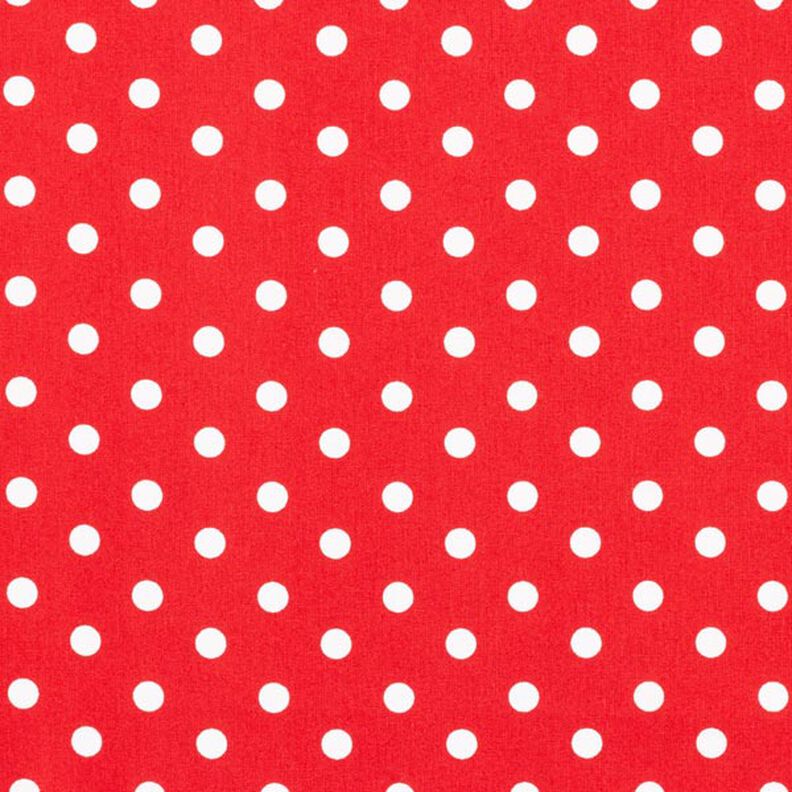 Popelina bawełniana Duże kropki – czerwień/biel,  image number 1