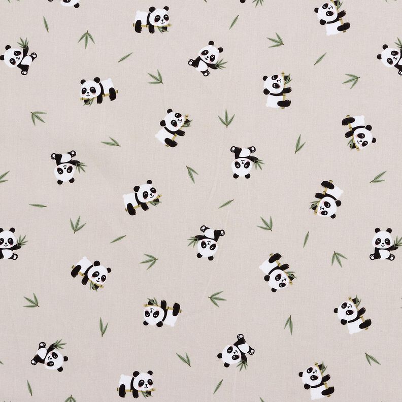 Tkanina bawełniana Kreton uroczy miś panda – naturalny,  image number 1