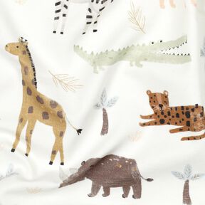 Dżersej bawełniany zwierzęta stepowe nadruk cyfrowy | Poppy Fabrics – kość słoniowa/ciemny brąz, 