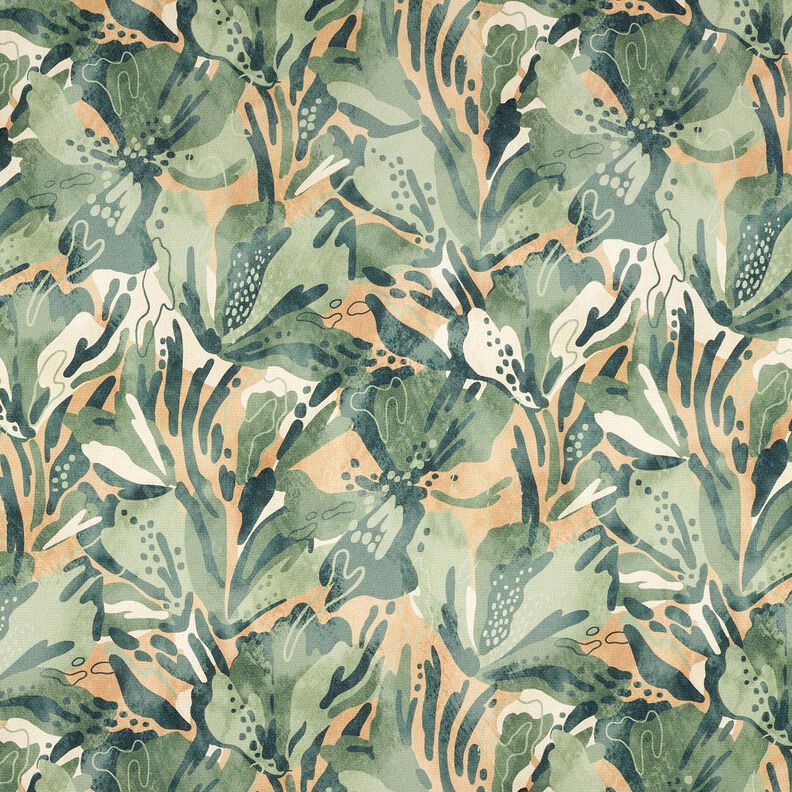 Satyna krepowa w rośliny morskie – zieleń trzcinowa/beż,  image number 1