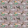 Dżersej bawełniany akwarelowe smoki nadruk cyfrowy – ciemny szarobrązowy,  thumbnail number 1