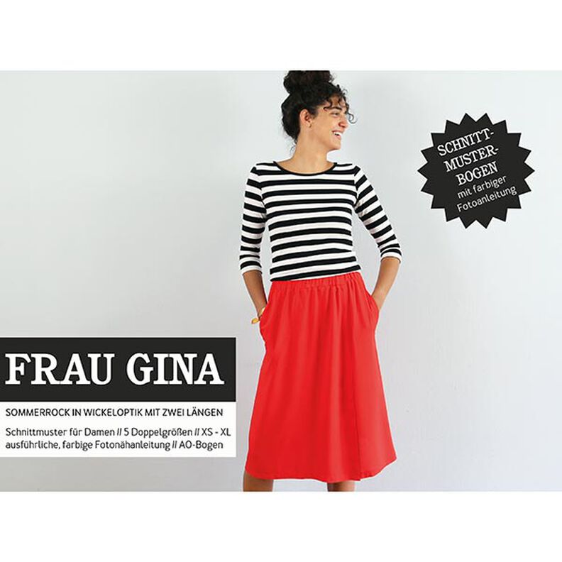 FRAU GINA – spódnica kopertowa z kieszeniami w szwach bocznych, Studio Schnittreif  | XS -  XL,  image number 1
