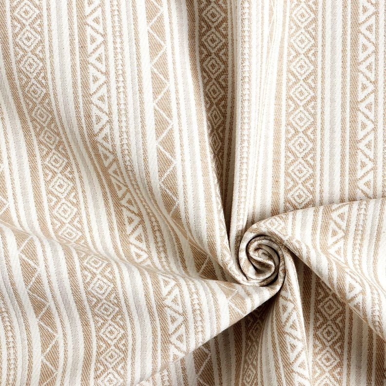 Tkanin dekoracyjna Żakard paski etno &ndash; zawilec/mleczna biel,  image number 3