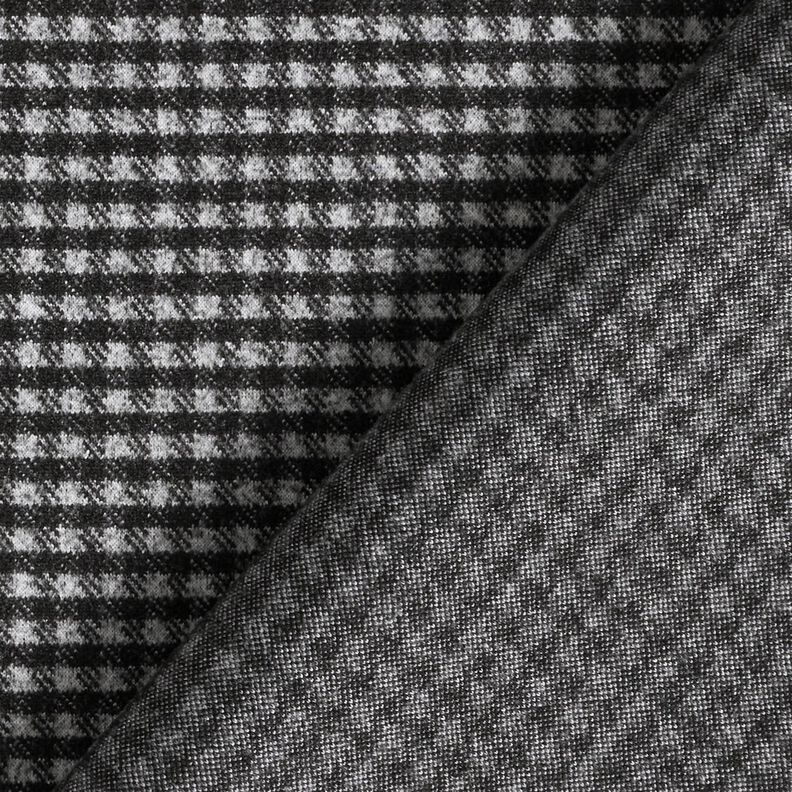 Dzianina płaszczowa strecz w małą kratkę – jasnoszary/czerń,  image number 4