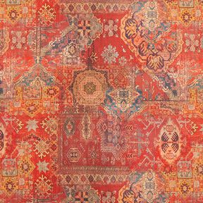 Tkanina dekoracyjna half panama etniczne ornamenty – terakota, 