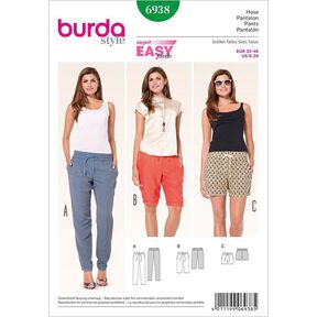 Spodnie na gumce / Bermudy / spodenki, Burda 6938, 