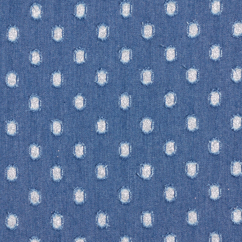 Tkanina dżinsowa w błyszczące kropki – dżins,  image number 1