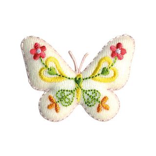 Aplikacja motyl [ 4,5 x 5,5 cm ] – mleczna biel/żółć, 