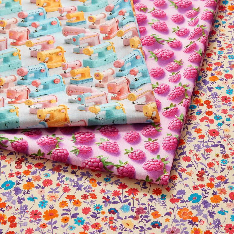 Tkanina bawełniana Popelina kolorowe maszyny do szycia &ndash; jasny r&oacute;ż/jasny turkus,  image number 5