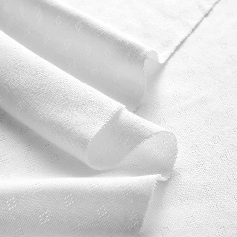 Dżersej o drobnym ściegu z ażurowym wzorem – biel,  image number 4