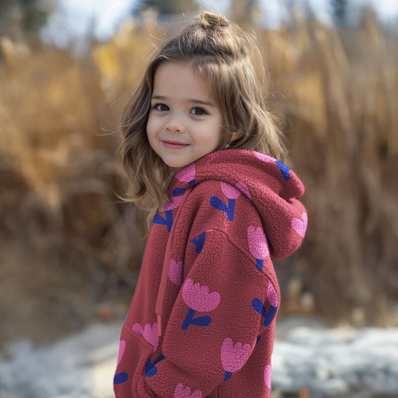 Puszysty plusz tulipany | Poppy Fabrics – czerwień karminowa, image number 5