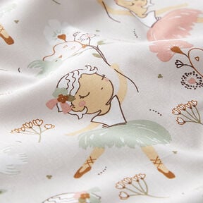 Popelina bawełniana balerina w ogrodzie pełnym kwiat&oacute;w &ndash; naturalny, 