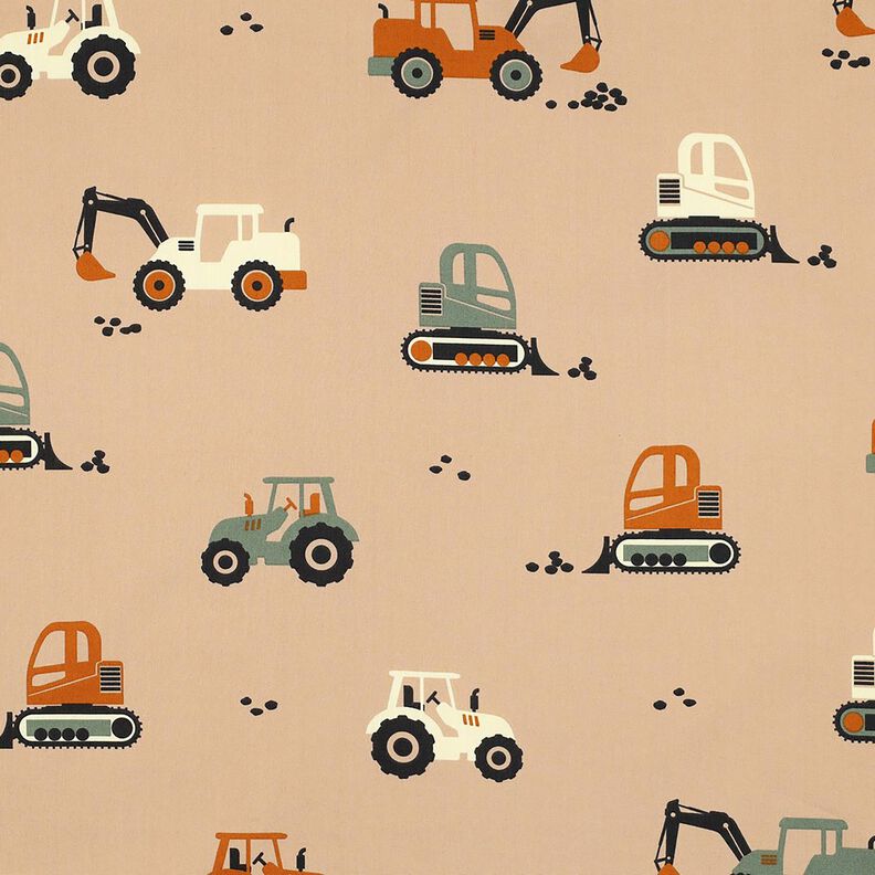 Popelina bawełniana koparki i traktory | Poppy Fabrics – beż, image number 1