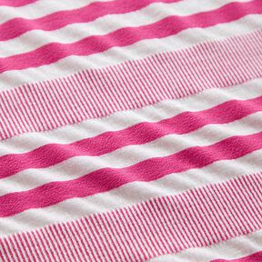 Dżersej wiskozowy kreszowany – biel/pink, 