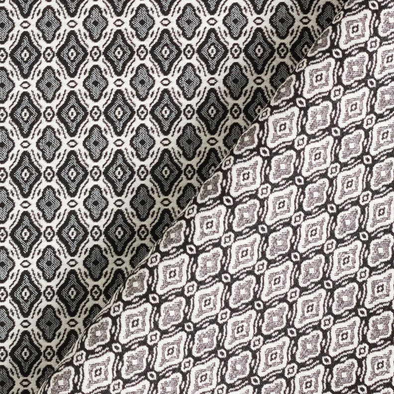Strecz Żakard Mieszanka z wiskozą eleganckie romby – mleczna biel/szary,  image number 4