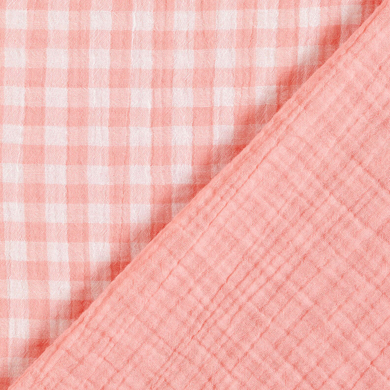 Muślin / Tkanina double crinkle kratka Vichy z barwionej przędzy – stary róż/biel,  image number 1