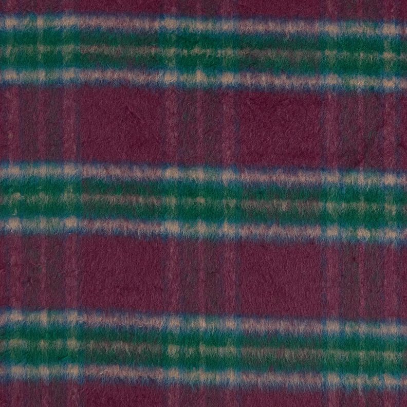 Tkanina płaszczowa Mieszanka wełniana czesana kratka – merlot/świerk srebrny, image number 1