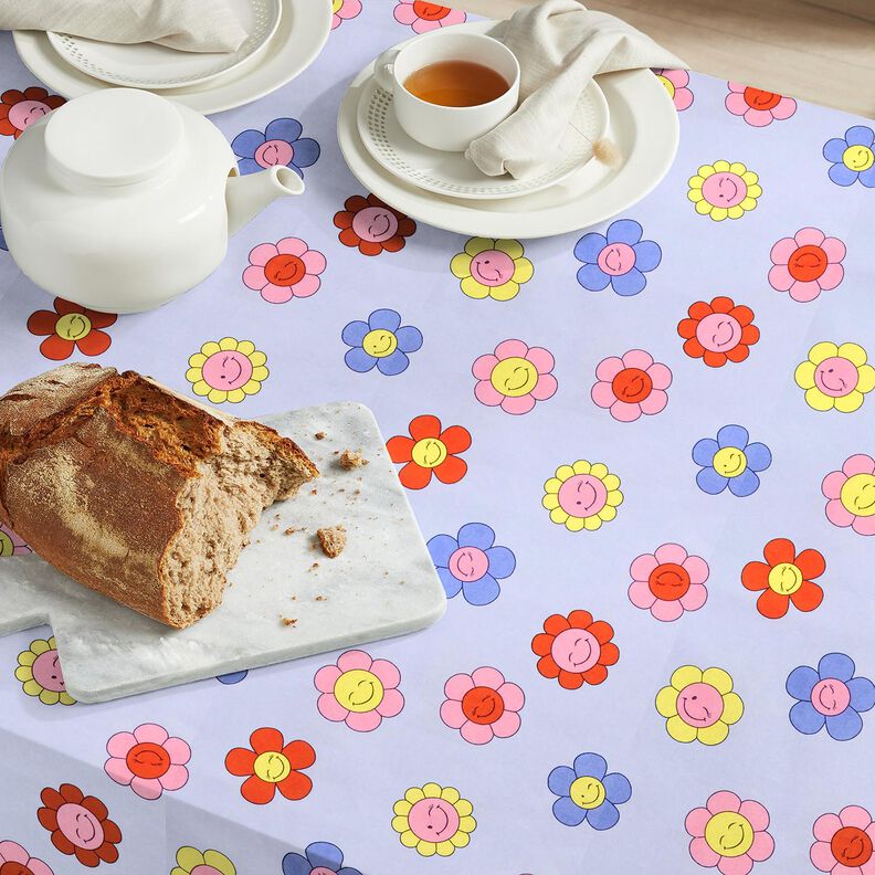 Bawełna powlekana wesołe kwiaty | Poppy Fabrics – błękit/róż,  image number 8