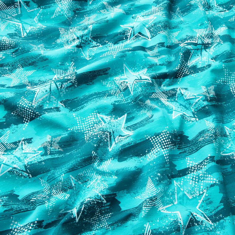 Dzianina dresowa pętelkowa French Terry Odmiany gwiazd | Glitzerpüppi – błękit morski,  image number 1