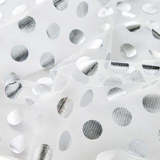 Tiul — Błyszczące kropki – srebro metaliczny, 