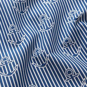 Tkanin dekoracyjna Half panama kotwice – niebieski oceaniczny/biel, 