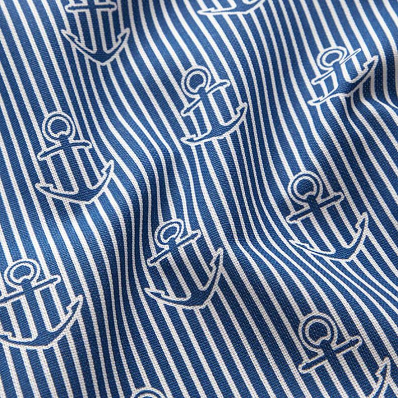 Tkanin dekoracyjna Half panama kotwice – niebieski oceaniczny/biel,  image number 2