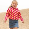 Dzianina dresowa w falowaną kratkę | Poppy Fabrics – intensywny róż/brzoskwiniowopomarańczowy,  thumbnail number 5