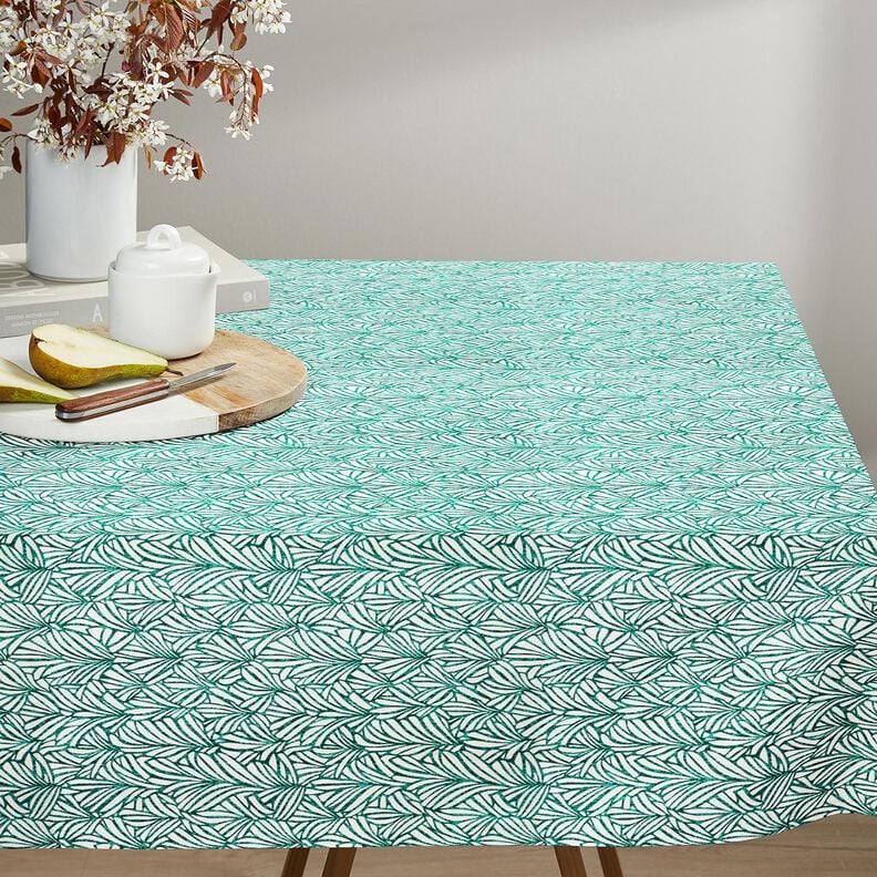 Bawełna powlekana abstrakcyjne liście palmowe &ndash; mięta pieprzowa/kość słoniowa,  image number 6