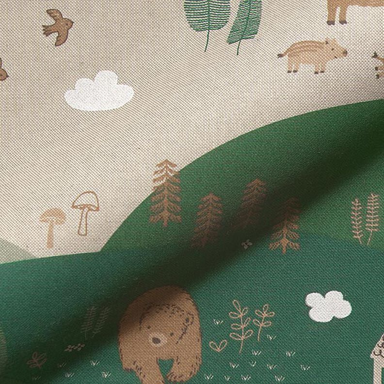 Tkanina dekoracyjna półpanama Zwierzęta leśne – naturalny,  image number 2