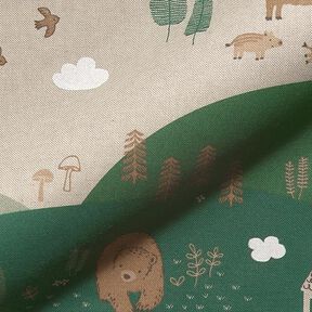 Tkanina dekoracyjna półpanama Zwierzęta leśne – naturalny, 