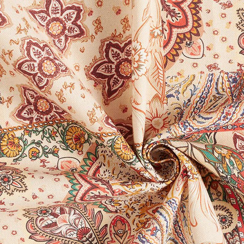 Tkanin dekoracyjna Half panama retro Paisley – beż,  image number 3