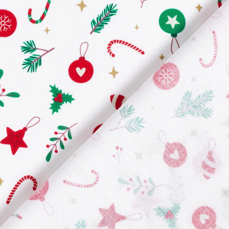 Tkanina bawełniana Kreton dekoracje na Boże Narodzenie – biel/zieleń,  image number 4