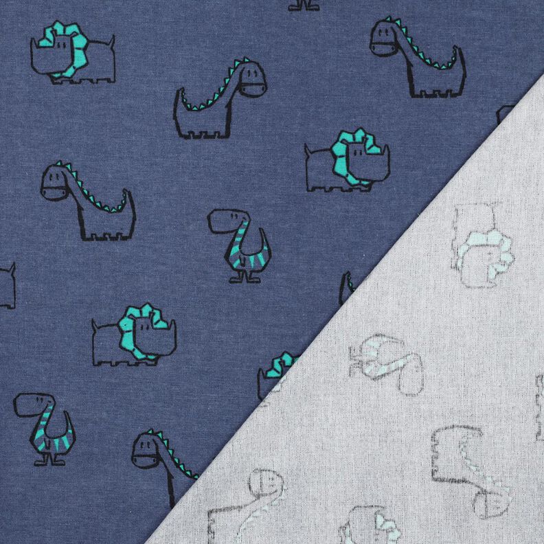 Flanela bawełniana łobuzerskie dinozaury | Poppy Fabrics – dżins/szmaragdowy, image number 4