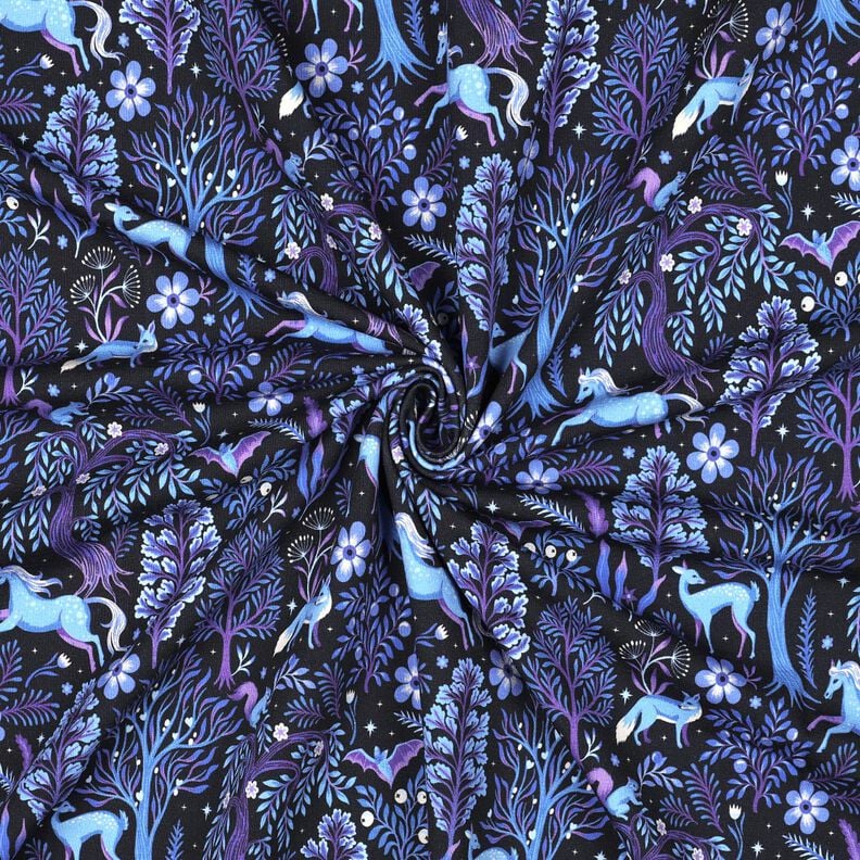 Dzianina dresowa pętelkowa French Terry bajkowy las nadruk cyfrowy | Poppy Fabrics –,  image number 3