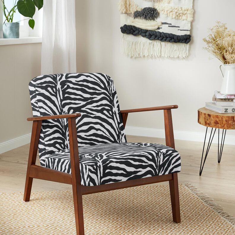 Tkanina tapicerska Żakard zebra – biel/czerń, image number 7